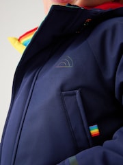 Little Bird by Jools Oliver Navy Rainbow Trim Shower Resistant Parka Jacket - Image 6 of 10
