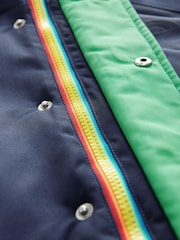 Little Bird by Jools Oliver Navy Rainbow Trim Shower Resistant Parka Jacket - Image 9 of 10