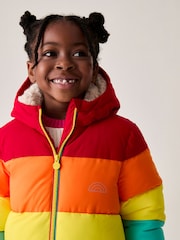 Little Bird by Jools Oliver Multi Rainbow Shower Resistant Longline Padded Coat - Image 1 of 10