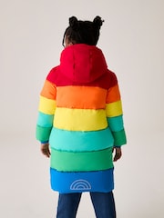 Little Bird by Jools Oliver Multi Rainbow Shower Resistant Longline Padded Coat - Image 3 of 10