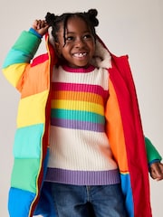 Little Bird by Jools Oliver Multi Rainbow Shower Resistant Longline Padded Coat - Image 4 of 10