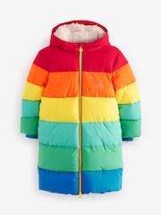 Little Bird by Jools Oliver Multi Rainbow Shower Resistant Longline Padded Coat - Image 5 of 10