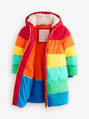 Little Bird by Jools Oliver Multi Rainbow Shower Resistant Longline Padded Coat - Image 6 of 10