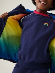 Little Bird by Jools Oliver Navy Rainbow Stripe Shower Resistant Padded Coat - Image 5 of 9