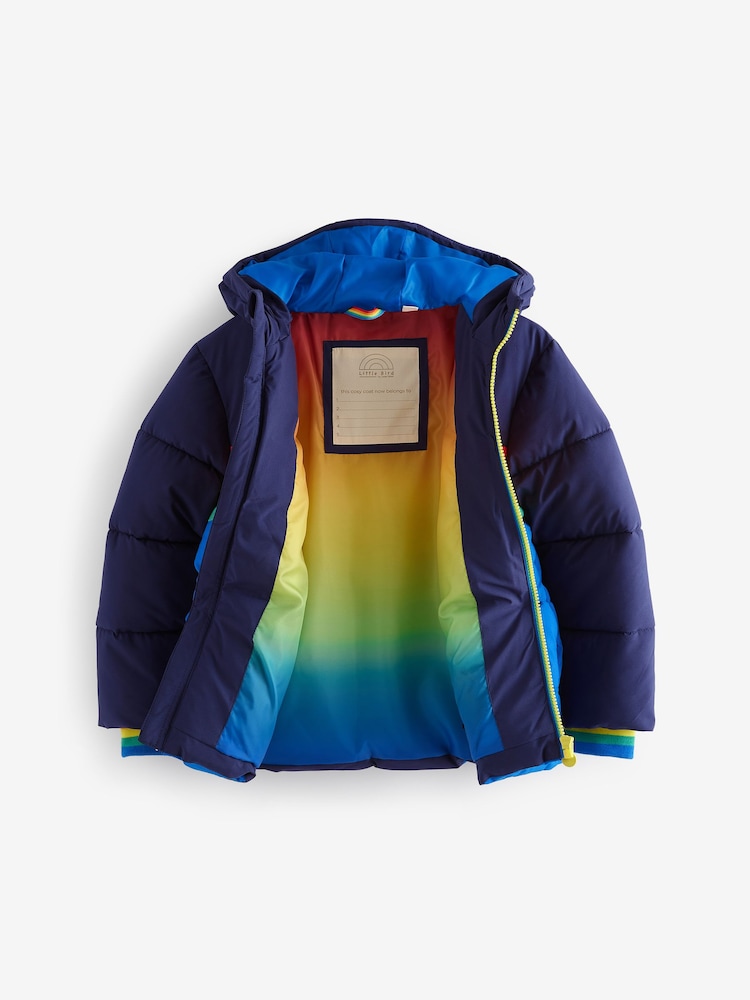 Little Bird by Jools Oliver Navy Rainbow Stripe Shower Resistant Padded Coat - Image 9 of 9 Little Bird by Jools Oliver Navy Rainbow Stripe Shower Resistant Padded Coat - Image 9 of 9