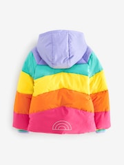 Little Bird by Jools Oliver Multi Pastel Rainbow Stripe Shower Resistant Padded Coat - Image 12 of 15