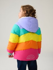 Little Bird by Jools Oliver Multi Pastel Rainbow Stripe Shower Resistant Padded Coat - Image 2 of 9