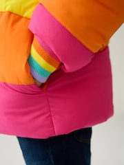 Little Bird by Jools Oliver Multi Pastel Rainbow Stripe Shower Resistant Padded Coat - Image 5 of 9