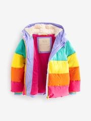 Little Bird by Jools Oliver Multi Pastel Rainbow Stripe Shower Resistant Padded Coat - Image 8 of 9