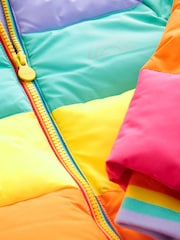 Little Bird by Jools Oliver Multi Pastel Rainbow Stripe Shower Resistant Padded Coat - Image 9 of 9