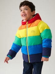 Little Bird by Jools Oliver Multi Bright Rainbow Stripe Shower Resistant Padded Coat - Image 1 of 7