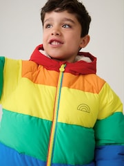 Little Bird by Jools Oliver Multi Bright Rainbow Stripe Shower Resistant Padded Coat - Image 3 of 7