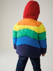 Little Bird by Jools Oliver Multi Bright Rainbow Stripe Shower Resistant Padded Coat - Image 4 of 7