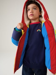 Little Bird by Jools Oliver Multi Bright Rainbow Stripe Shower Resistant Padded Coat - Image 5 of 7