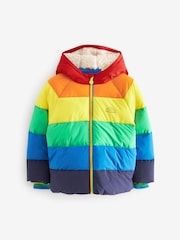 Little Bird by Jools Oliver Multi Bright Rainbow Stripe Shower Resistant Padded Coat - Image 6 of 7