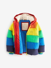 Little Bird by Jools Oliver Multi Bright Rainbow Stripe Shower Resistant Padded Coat - Image 8 of 10