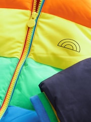 Little Bird by Jools Oliver Multi Bright Rainbow Stripe Shower Resistant Padded Coat - Image 9 of 10