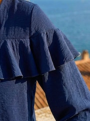 Roman Blue Frill Front Woven Top - Image 5 of 5