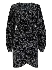 Pour Moi Black Kira Frill Detail Long Sleeve Wrap Dress - Image 3 of 4