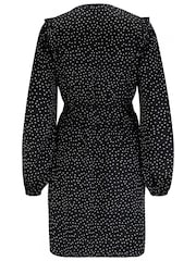 Pour Moi Black Kira Frill Detail Long Sleeve Wrap Dress - Image 4 of 4