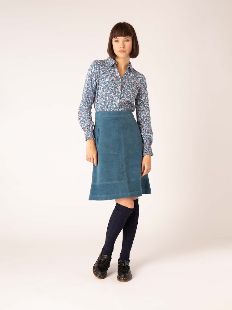 Mistral Blue Directional Cord Skirt - Image 1 of 10