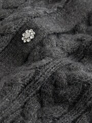Grey Cable Detail Gem Button Cardigan - Image 6 of 6