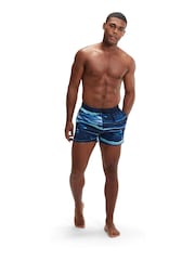 Niebieski - Męskie szorty kąpielowe Speedo Leisure o długości 14 cali z cyfrowym nadrukiem - Obraz 3 z 11