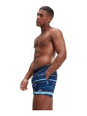 Niebieski - Męskie szorty kąpielowe Speedo Leisure o długości 14 cali z cyfrowym nadrukiem - Obraz 4 z 11