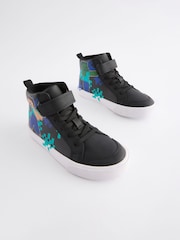 Black Standard Fit (F) Minecraft Elastic Lace High Top Trainers - Image 1 of 5