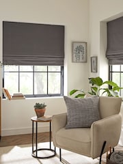 Grey Charcoal Ready Made Blackout Cotton Roman Blinds - Image 1 of 7