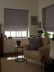 Grey Charcoal Ready Made Blackout Cotton Roman Blinds - Image 3 of 7