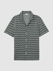 Reiss Multi Balsa Ribbed Striped Cuban Collar T-Shirt - Image 2 of 4