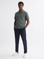 Reiss Multi Balsa Ribbed Striped Cuban Collar T-Shirt - Image 3 of 4