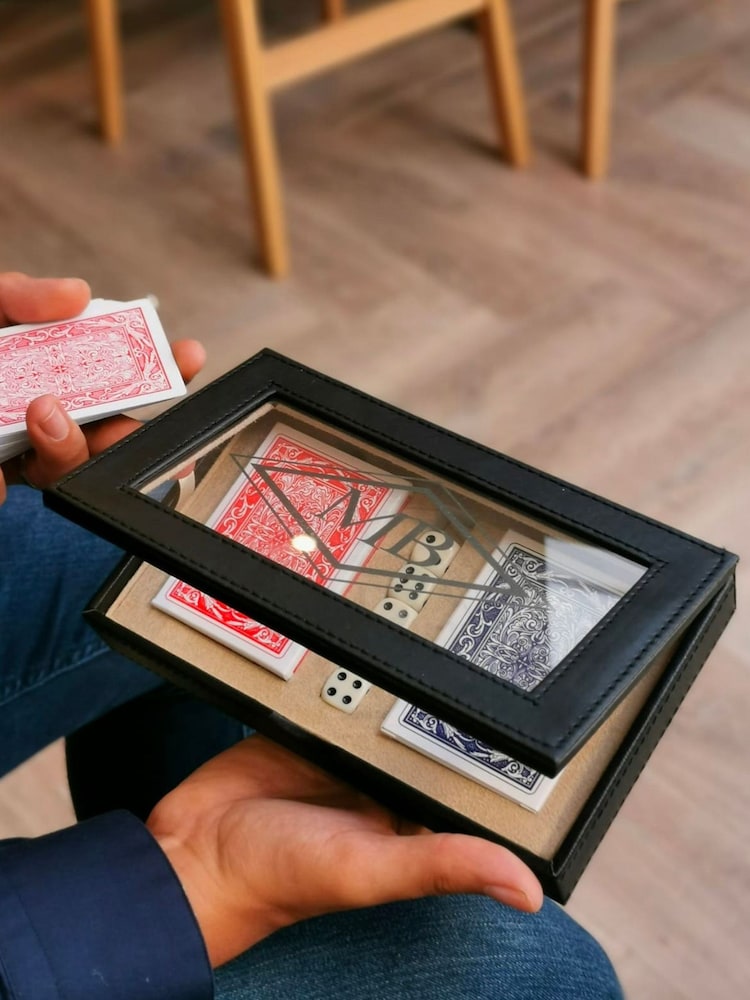 Personalised Monogrammed Cards And Dice Game Set by Solesmith - Image 1 of 2 Personalised Monogrammed Cards And Dice Game Set by Solesmith - Image 1 of 2