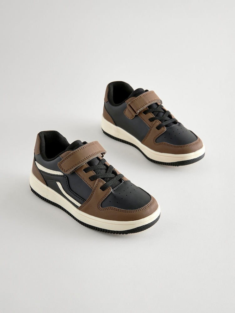Black/Brown Elastic Lace Trainers - Image 1 of 5