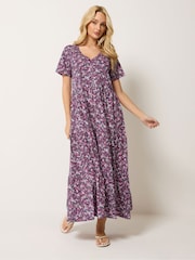 M&Co Purple Notch Neck Dress - Image 1 of 5