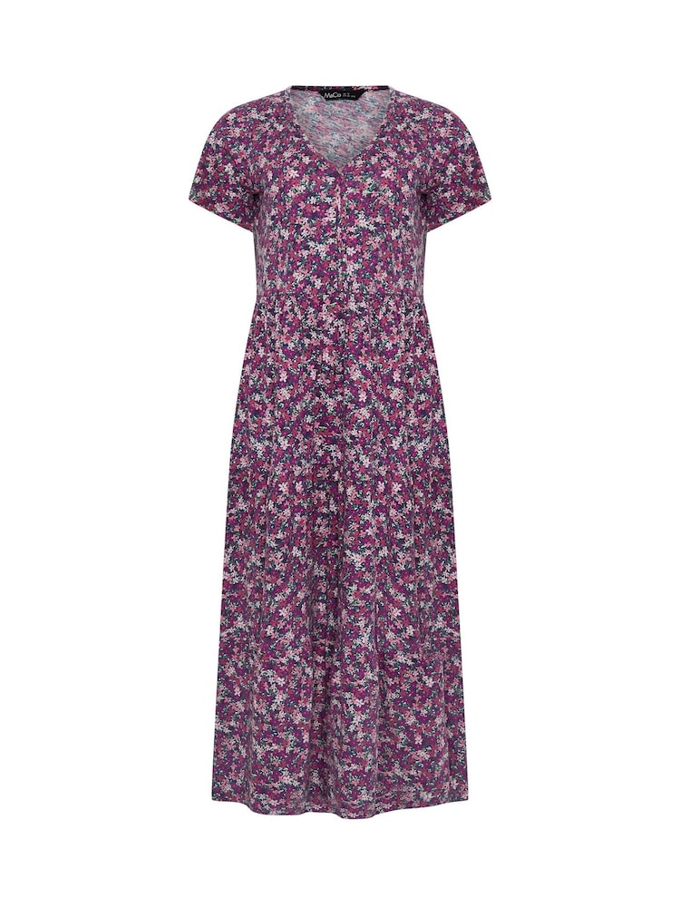 M&Co Purple Notch Neck Dress - Image 5 of 5 M&Co Purple Notch Neck Dress - Image 5 of 5