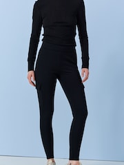 Black Ponte Cargo Leggings - Image 2 of 5