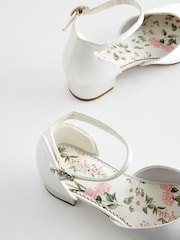 White Flower Girl Occasion Ankle Strap Low Heel Shoes - Image 3 of 5