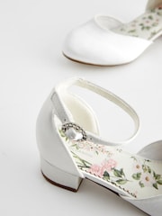 White Flower Girl Occasion Ankle Strap Low Heel Shoes - Image 5 of 5