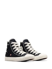 Converse Black Floral Embroidered High Top Trainers - Image 6 of 13