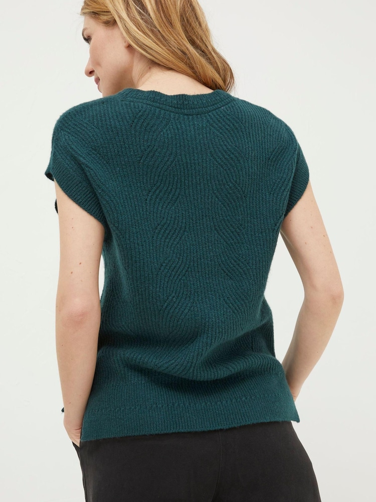 Grün - FatFace Hayley Tanktop mit Zopfstrickmuster - Bild 2 von 5