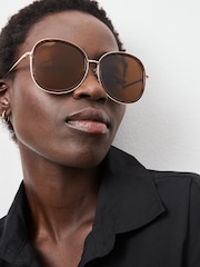 Tortoiseshell Brown Polarised Large Round Sunglasses - Image 1 of 5