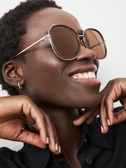Tortoiseshell Brown Polarised Large Round Sunglasses - Image 2 of 5
