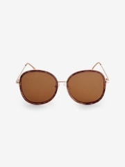 Tortoiseshell Brown Polarised Large Round Sunglasses - Image 4 of 5