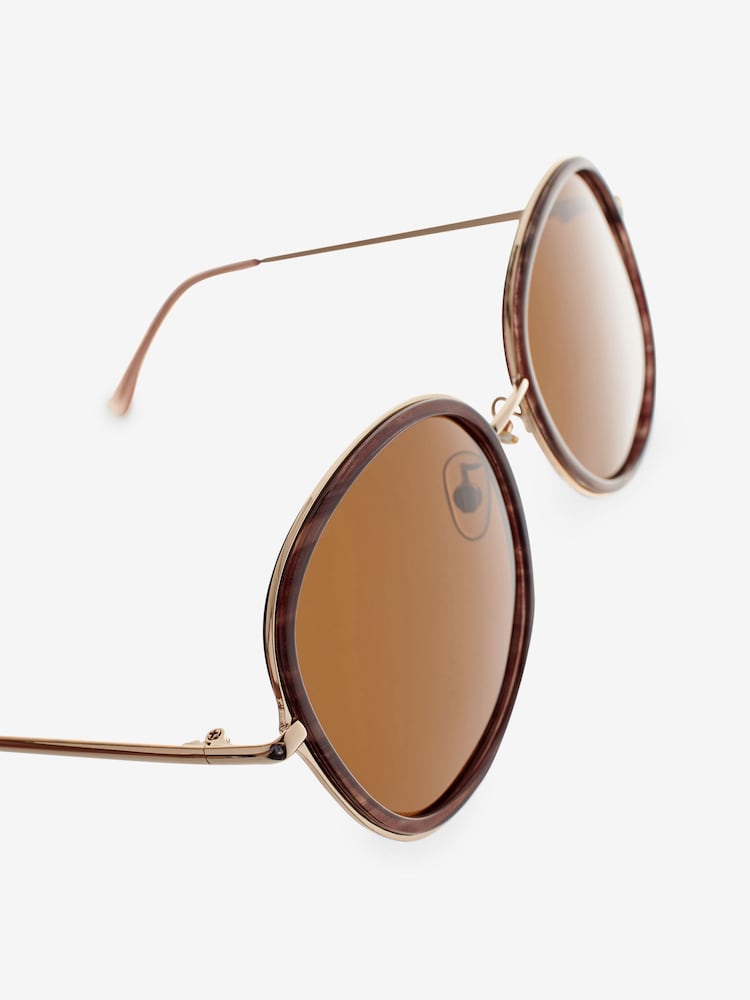 Tortoiseshell Brown Polarised Large Round Sunglasses - Image 5 of 5