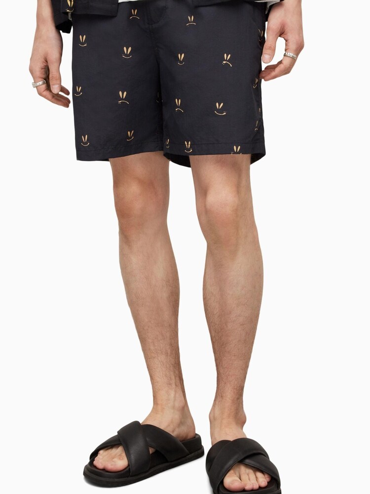 AllSaints Black Emotive Swim Shorts - Image 1 of 8
