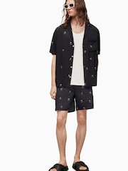 AllSaints Black Emotive Swim Shorts - Image 3 of 8