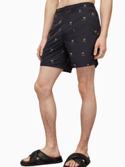 AllSaints Black Emotive Swim Shorts - Image 4 of 8