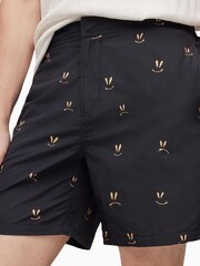AllSaints Black Emotive Swim Shorts - Image 6 of 8